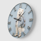 Cute Samoyed Puppy dog Große Wanduhr (Winkel)