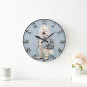 Cute Samoyed Puppy dog Große Wanduhr (Zuhause)