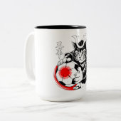 Cute Samurai Cat Soccer Gift for Japan Fans & Cat Zweifarbige Tasse (Vorderseite Links)