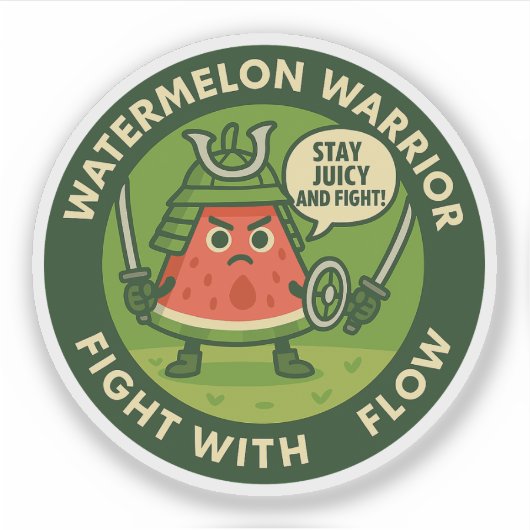 Cute Samurai Watermelon Japanese Theme Art Aufkleber (Vorderseite)