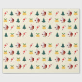 Cute Santa and Christmas Elements Gifts Wrap Geschenkpapier (Flach)