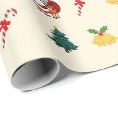Cute Santa and Christmas Elements Gifts Wrap Geschenkpapier (Rolleneckpunkt)