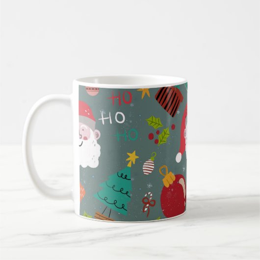 Cute Santa and Christmas Pattern Kaffeetasse (Links)