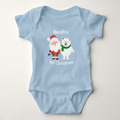 Cute Santa and Polar Bear 1st Christmas Baby Strampler (Vorderseite)