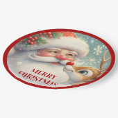 Cute Santa and Rudolph Cartoon Christmas Plates Pappteller (Schrägansicht)