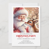 Cute Santa and Rudolph Christmas Family Fun Party Einladung (Vorderseite)