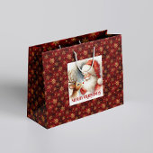 Cute Santa and Rudolph Cozy Christmas Gift Bag Große Geschenktüte