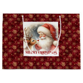 Cute Santa and Rudolph Cozy Christmas Gift Bag Große Geschenktüte (Vorderseite)