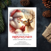 Cute Santa and Rudolph Holiday Party Invitation Einladung