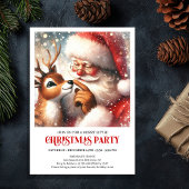 Cute Santa and Rudolph Holiday Party Invitation Einladung