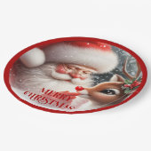 Cute Santa and Rudolph Kids Christmas Dinner Plate Pappteller (Schrägansicht)