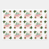 Cute Santa and Snowflake Pattern Christmas Wrappin Geschenkpapier Set (Vorderseite 3)