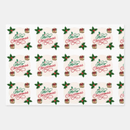 Cute Santa and Snowflake Pattern Christmas Wrappin Geschenkpapier Set