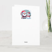 Cute Santa And Snowman Christmas Custom Karte (Rückseite)