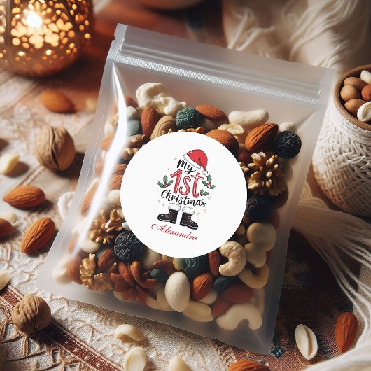 Cute Santa Baby 1st Christmas Runder Aufkleber