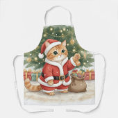 Cute Santa Cat Christmas Apron for Cat Lovers Schürze (Vorderseite)