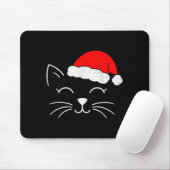 Cute Santa Cat Face Christmas Meow Kitty Pet Cat L Mousepad (Mit Mouse)