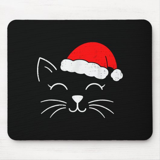 Cute Santa Cat Face Christmas Meow Kitty Pet Cat L Mousepad (Vorne)