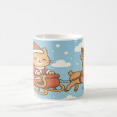 Cute Santa Cat Flying Sleigh Christmas Mug Kaffeetasse (Mittel)