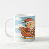 Cute Santa Cat Flying Sleigh Christmas Mug Kaffeetasse (Links)
