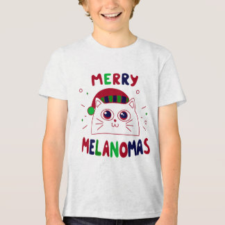 Cute Santa Cat Melanomas Christmas T-Shirt Tri-Blend Shirt