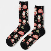 Cute Santa Cat Pattern "Merry Christmas" Holiday  Socken (Linkes Detail)