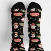 Cute Santa Cat Pattern "Merry Christmas" Holiday  Socken (Oben)