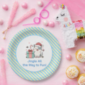 Cute Santa Cat with Gift Box Pappteller (Party)