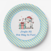 Cute Santa Cat with Gift Box Pappteller (Vorderseite)