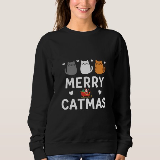 Cute Santa Cats Merry Catmas Festive Kitty Christm Sweatshirt (Vorderseite)