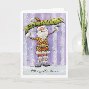Cute Santa Christmas Card - Believe Feiertagskarte