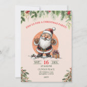 Cute Santa Christmas Party Invitation Einladung (Vorderseite)