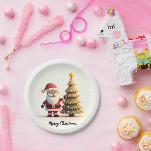 Cute Santa Christmas Plates Pappteller (Party)