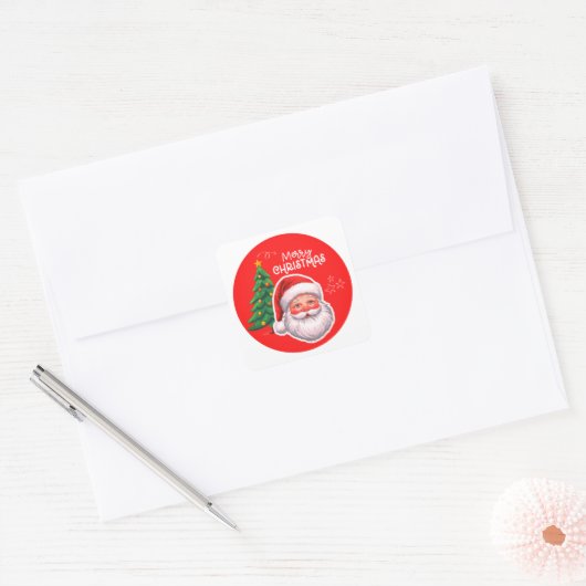 Cute Santa & Christmas Tree Sticker (Umschlag)