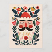 Cute Santa Claus Abstract Floral Retro Christmas Postkarte (Vorderseite)