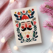 Cute Santa Claus Abstract Floral Retro Christmas Postkarte