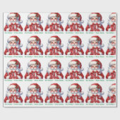 Cute Santa Claus Add Child's Name Christmas Roll Geschenkpapier (Flach)