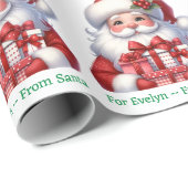 Cute Santa Claus Add Child's Name Christmas Roll Geschenkpapier (Rolleneckpunkt)
