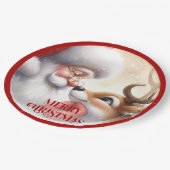 Cute Santa Claus Cartoon Holiday Party Paper Plate Pappteller (Schrägansicht)