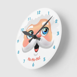 Cute Santa Claus Cartoon Runde Wanduhr