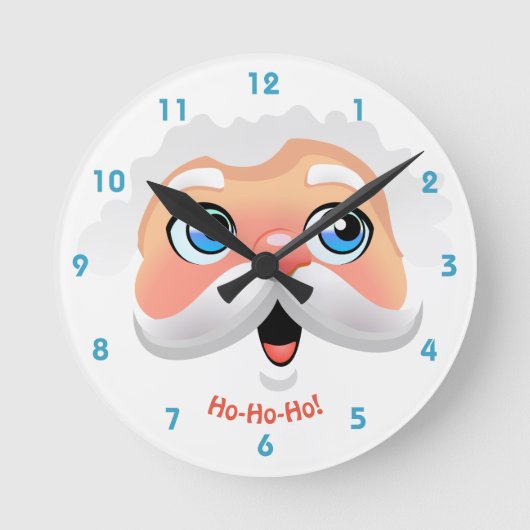 Cute Santa Claus Cartoon Runde Wanduhr (Vorderseite)