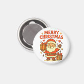 Cute Santa Claus Christmas Art – Merry Christmas Magnet (Vorderseite/Rückseite)