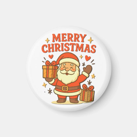 Cute Santa Claus Christmas Art – Merry Christmas Magnet (Vorne)