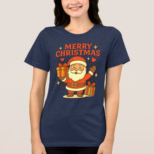  Cute Santa Claus Christmas Art –  Merry Christmas Tri-Blend Shirt (Vorderseite)