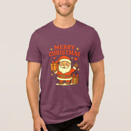 Cute Santa Claus Christmas Art – Merry Christmas Tri-Blend Shirt