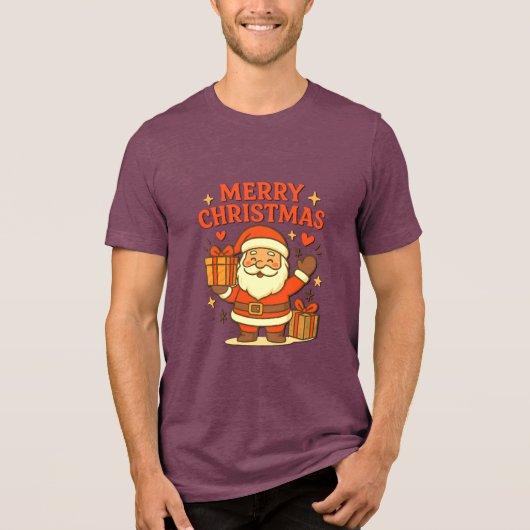  Cute Santa Claus Christmas Art –  Merry Christmas Tri-Blend Shirt (Vorderseite)