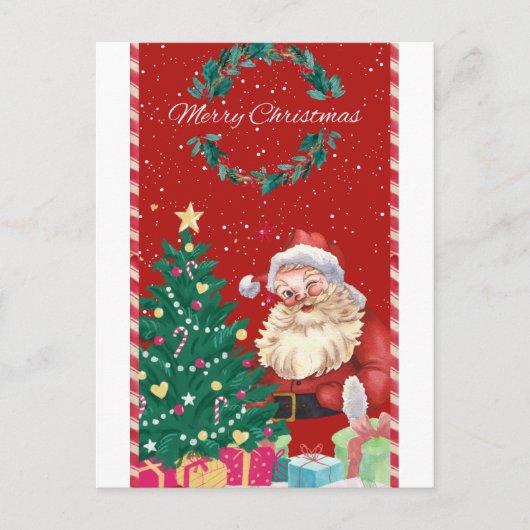 🎄 Cute Santa Claus Christmas Illustration – Festi Postkarte (Vorderseite)