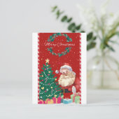 🎄 Cute Santa Claus Christmas Illustration – Festi Postkarte (Stehend Vorderseite)