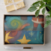 Cute Santa Claus Christmas Tree Illustration Seidenpapier (Geschenk)