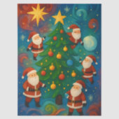 Cute Santa Claus Christmas Tree Illustration Seidenpapier (Vorderseite)